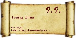 Ivány Irma névjegykártya