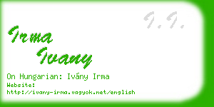 irma ivany business card